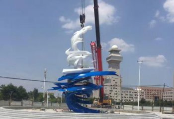 現代龍卷風雕塑廠家 大型別墅區(qū)擺件 抽象不銹鋼龍卷風雕塑廠