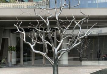 異形枯樹(shù)雕塑廠家 現(xiàn)代公園小品 創(chuàng)意不銹鋼枯樹(shù)雕塑廠