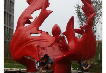 噴漆樹(shù)葉子雕塑廠家 中式公園小品 草地不銹鋼樹(shù)葉子雕塑廠