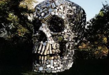 街頭骷髏雕塑廠(chǎng)家 大型別墅區(qū)擺件 抽象不銹鋼骷髏雕塑廠(chǎng)