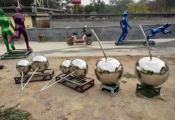 廣場(chǎng)櫻桃雕塑廠家 鏡面公園小品 戶外不銹鋼櫻桃雕塑廠