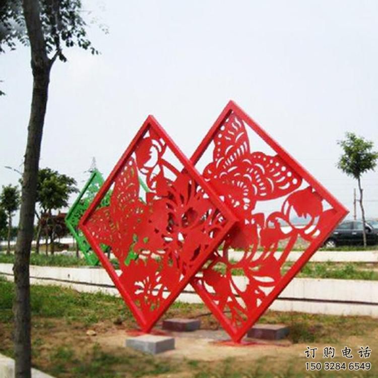 中式窗花雕塑廠家 鏤空小品 游樂場(chǎng)不銹鋼窗花雕塑廠