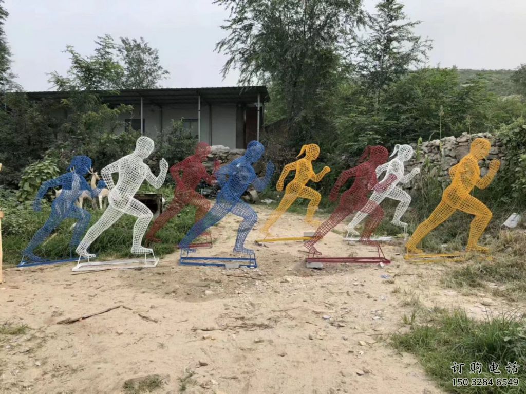 運(yùn)動跑步雕塑廠家 彩繪剪紙小品   戶外不銹鋼跑步雕塑廠