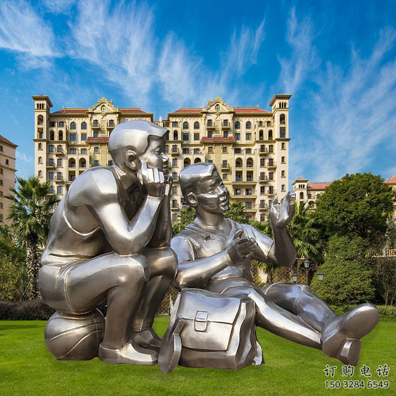 鏡面小學(xué)生雕塑廠家 大型擺件  大型不銹鋼小學(xué)生雕塑特點(diǎn)