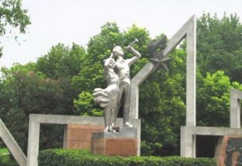 拉絲少先隊(duì)雕塑廠家  創(chuàng)意擺件 廣場不銹鋼少先隊(duì)雕塑廠