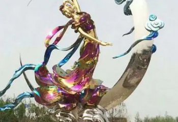 廣場(chǎng)仙女雕塑廠家  電鍍小品  戶外不銹鋼仙女雕塑定做