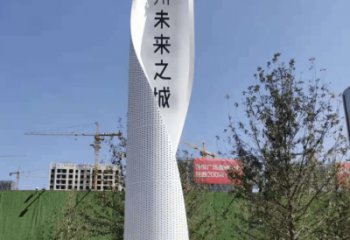 街道精神堡壘雕塑廠(chǎng)家 現(xiàn)代擺件  烤漆不銹鋼精神堡壘雕塑