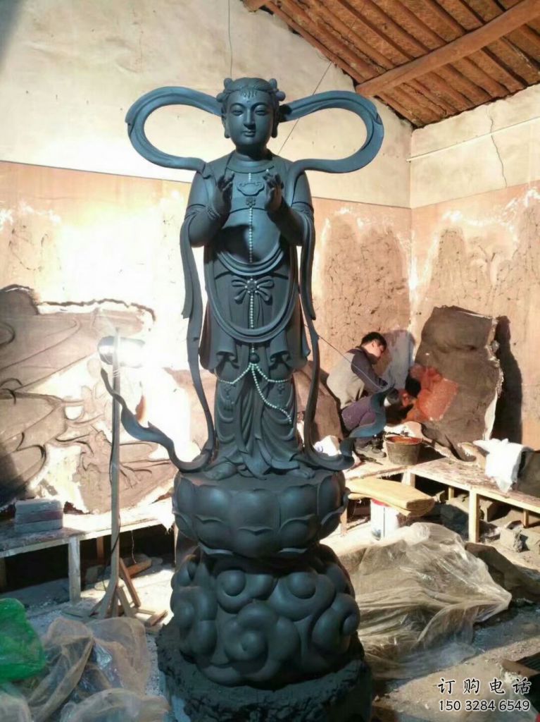烤漆金童玉女雕塑廠家 彩繪小品 室內(nèi)金童玉女雕塑