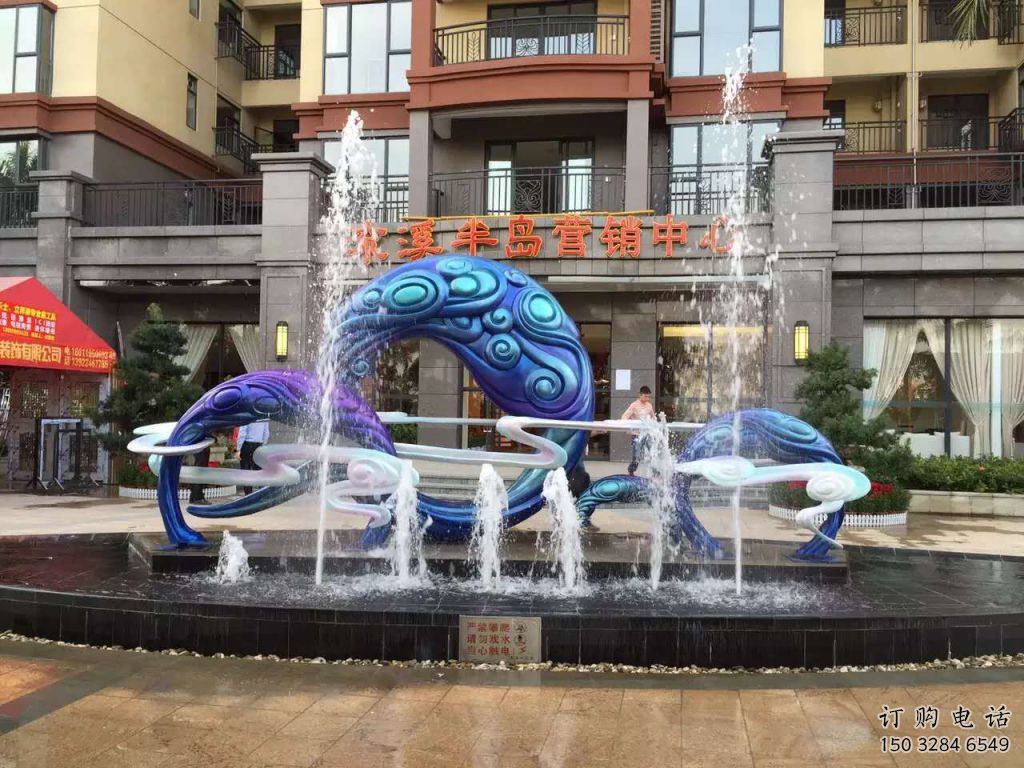 噴泉雕塑廠家，房地產(chǎn)樓盤水景，不銹鋼噴泉水景雕塑廠