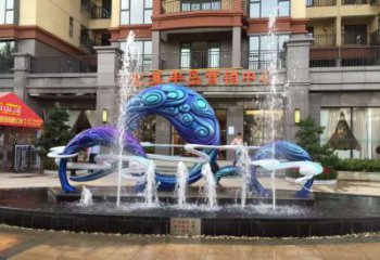 噴泉雕塑廠家，房地產(chǎn)樓盤水景，不銹鋼噴泉水景雕塑廠