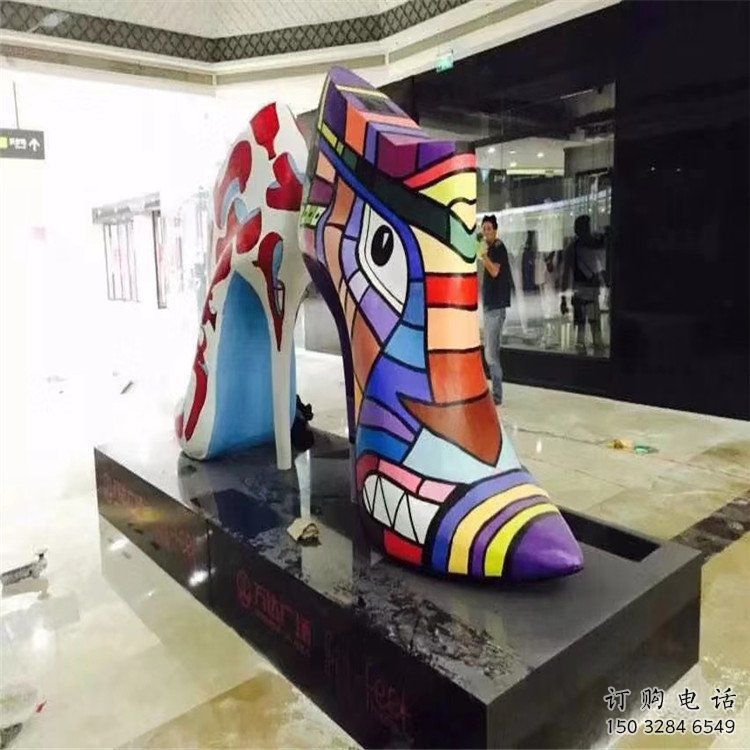 加工抽象高跟鞋雕塑 店門口彩繪雕塑 步行街?jǐn)[件雕塑