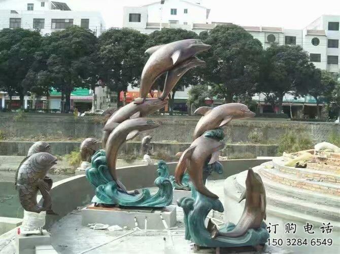 現代海豚雕塑制造商 大型城市雕塑 商業(yè)街擺件