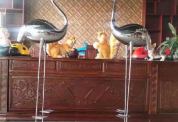 不銹鋼商場(chǎng)丹頂鶴雕塑 仿真動(dòng)物雕塑 店門(mén)口小品