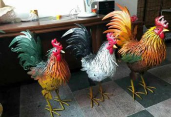 新疆室內(nèi)小雞雕塑，動物小品，鐵藝工藝