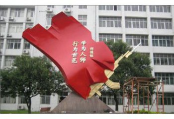 城市紅旗雕塑生產(chǎn)廠家，烤漆黨建雕塑，古銅效果