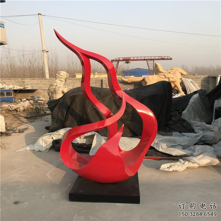街頭火焰雕塑供應(yīng)商 大型別墅區(qū)擺件 鋼管雕塑