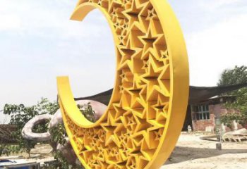 步行街月亮雕塑廠家，鍛造景觀雕塑，鏤空方式