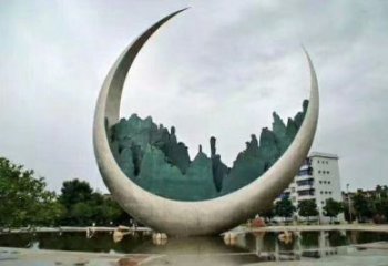 農(nóng)村月亮雕塑制造商，鏤空景觀雕塑，抽象效果