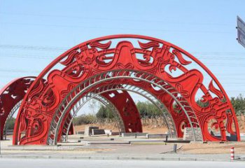 拱門雕塑生產(chǎn)，鏤空烤漆工藝，不銹鋼拱門雕塑廠家