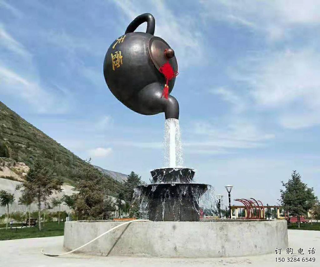 烤漆天壺雕塑供應商 鋼管懸空雕塑 室內(nèi)流水雕塑