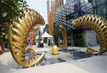 鏤空魚噴泉雕塑，噴水形式設(shè)計(jì)，地面旱泉雕塑小品