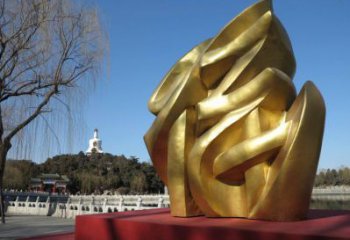 景觀館福字雕塑，鍍銅景觀雕塑，鍍銅工藝