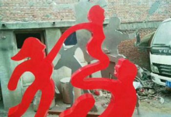 校園福字雕塑，拉絲景觀雕塑，抽象主題