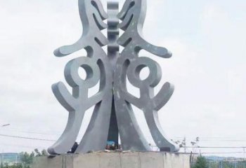 古文字雕塑訂做廠家，景區(qū)雕塑，烤漆不銹鋼古文字雕塑