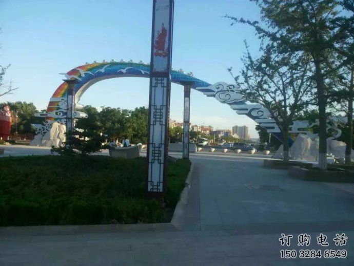 祥云拱門(mén)雕塑，廣場(chǎng)藝術(shù)建筑，不銹鋼祥云拱門(mén)雕塑