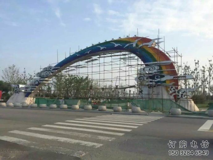 云朵大雁大門雕塑，地域形象美陳，烤漆工藝制作