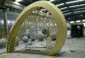 大型不銹鋼拱門(mén)雕塑，鏤空烤漆工藝制作