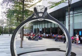 戒指門套雕塑,公園景觀雕塑，不銹鋼拱門雕塑廠家