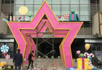 五角星門套雕塑，美陳藝術概念，不銹鋼大門雕塑展示