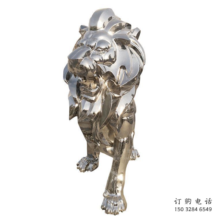 鏡面獅子雕塑承接，城市裝飾，大型不銹鋼獅子雕塑公司