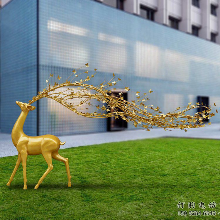 大型梅花鹿雕塑制作，花園小品，仿真梅花鹿雕塑提供