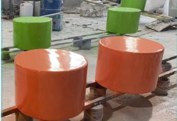 圓形坐凳雕塑，玻璃鋼光面坐凳雕塑制作