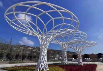 魚簍廊架雕塑，鏤空結構，不銹鋼管廊架雕塑