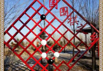 圍棋宣傳欄雕塑，鏤空結(jié)構(gòu)不銹鋼雕塑