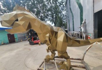 景觀恐龍雕塑供應，公園雕塑，金屬幾何恐龍雕塑制作