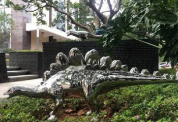 景觀恐龍雕塑廠家，拋光工藝，鏡面恐龍雕塑承接