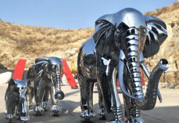 金屬大象雕塑廠家，動物景觀雕塑，不銹鋼動物雕塑提供