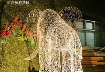 燈光大象雕塑定制，小區(qū)雕塑，鏤空大象雕塑提供
