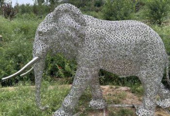 公園大象雕塑定做，小區(qū)擺件，鏤空大象雕塑制作
