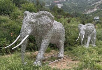 戶外大象雕塑通用，陸地?cái)[件，景觀鏤空大象雕塑制作