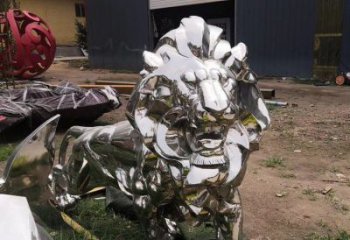 景觀獅子雕塑優(yōu)選，陸地擺件，不銹鋼獅子雕塑供應