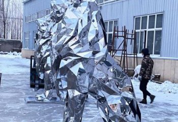 鏡面獅子雕塑通用，動物小品，廣場不銹鋼獅子雕塑優(yōu)價