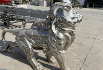 藝術(shù)獅子雕塑觀賞型，街景小品，不銹鋼獅子雕塑常用