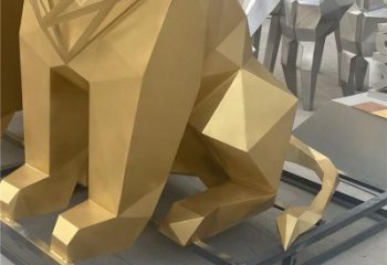 幾何獅子雕塑制造，金屬構(gòu)件，不銹鋼獅子雕塑提供