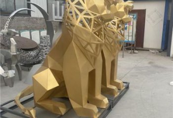 現(xiàn)代獅子雕塑定制，中式工藝，景觀不銹鋼獅子雕塑優(yōu)價