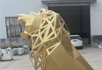 獅子雕塑擺件，烤漆工藝制作，大型不銹鋼獅子雕塑公司